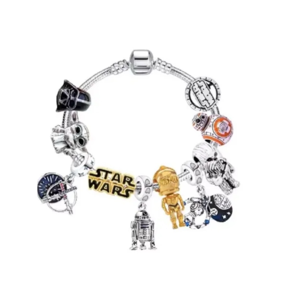 COPY - Star Wars Silver and Gold Charm Bracelet with Iconic Characters